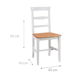 Sedia Country con struttura in faggio finitura bianca e seduta in legno massello di tiglio finitura naturale L45xPR43xH92 cm 2