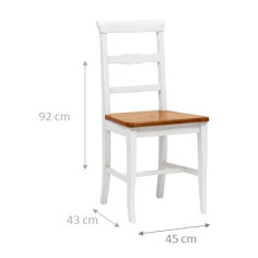 Sedia Country con struttura in faggio finitura bianca e seduta in legno massello di tiglio finitura noce L45xPR43xH92 cm 2