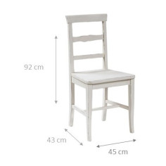 Sedia Country con struttura in faggio e seduta in legno massello di tiglio finitura bianca anticata L45xPR43xH92 cm 2