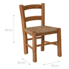 Sedia baby in legno massello di faggio finitura naturale con seduta in paglia 30x29x50 cm 2