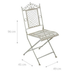 Sedia pieghevole in ferro battuto finitura bianca anticata 96x49x41 cm 2