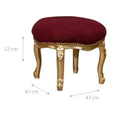 Repousa-pés estilo Luís XVI francês em madeira maciça de faia L47XDP47XH42 cm 2