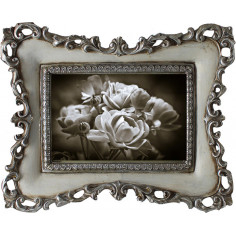 Portafoto da appoggio verticale/orizzontale in resina finitura argento e bianca anticata L19,5xPR3xH24 cm 2