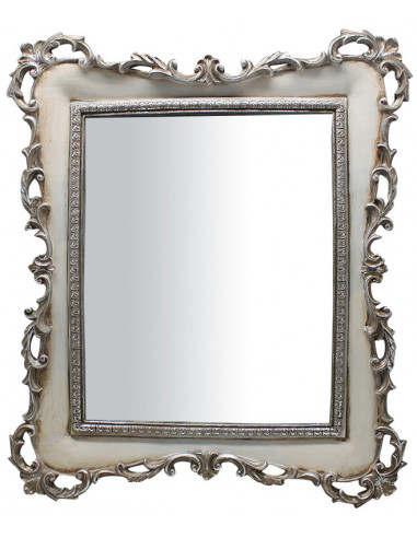 Specchiera verticale/orizzontale da appoggio e da appendere 31,5x3,5x37 cm finitura argento/bianco anticato