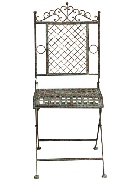 Sedia pieghevole in ferro battuto finitura ruggine anticata 96x49x41 cm