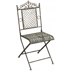 Sedia pieghevole in ferro battuto finitura ruggine anticata 96x49x41 cm