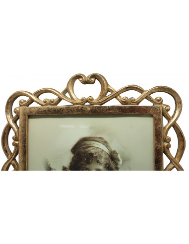 Portafoto da appoggio in resina finitura oro anticata L31xPR2xH25 cm Portafoto da appoggio in resina finitura oro anticata L31xPR2xH25 cm