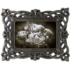 Moldura fotográfica independente vertical/horizontal em resina com acabamento prateado antigo L18,5xDP2xA24 cm 2