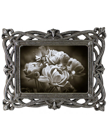 Portafoto da appoggio verticale/orizzontale in resina finitura argento anticata L21xPR2xH26 cm Portafoto da appoggio verticale/orizzontale in resina finitura argento anticata L21xPR2xH26 cm