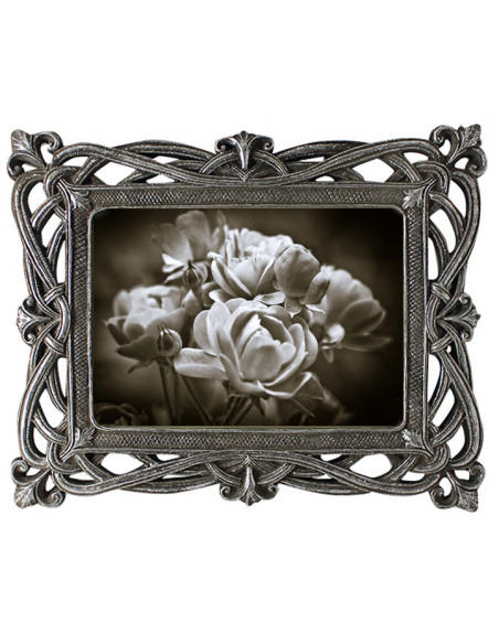 Portafoto da appoggio verticale/orizzontale in resina finitura argento anticata L21xPR2xH26 cm