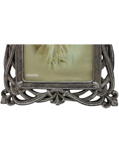 Portafoto da appoggio verticale/orizzontale in resina finitura argento anticata L21xPR2xH26 cm Portafoto da appoggio verticale/orizzontale in resina finitura argento anticata L21xPR2xH26 cm