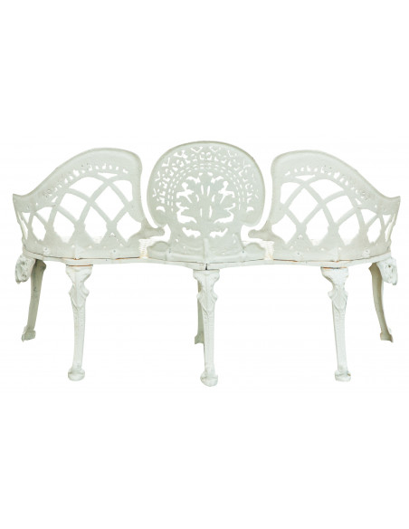 Banco Liberty em ferro fundido com acabamento branco antigo 130x50x82 cm