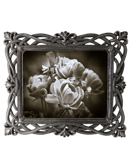 Portafoto da appoggio verticale/orizzontale in resina finitura argento anticata L31xPR2xH36 cm