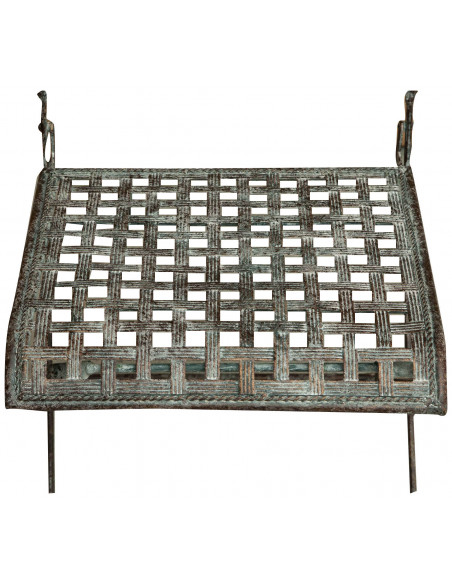 Sedia pieghevole in ferro battuto finitura ruggine anticata 96x49x41 cm