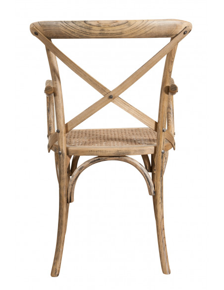 Sedia con braccioli thonet in massello di frassino in finitura noce chiaro anticato e seduta in paglia di Vienna L50XPR43XH89 cm