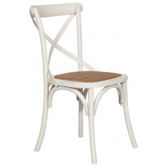 Sedia Thonet in massello di frassino e seduta rattan finitura bianca anticata 46x42x86 cm