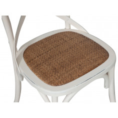 Sedia Thonet in massello di frassino e seduta rattan finitura bianca anticata 46x42x86 cm 2