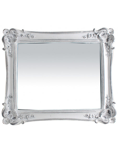 Specchiera verticale/orizzontale da appoggio e da appendere 27,5x3,5x32,5 cm finitura bianco anticato