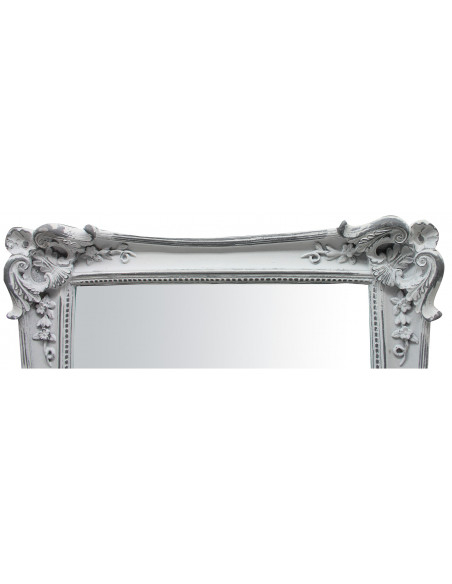 Specchiera verticale/orizzontale da appoggio e da appendere 27,5x3,5x32,5 cm finitura bianco anticato