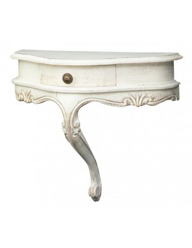 Mensola a muro in legno finitura bianco anticato Made in Italy L43xPR21xH37 cm