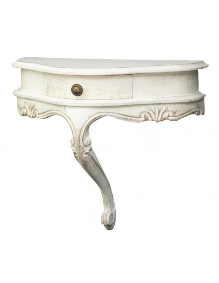 Mensola a muro in legno finitura bianco anticato Made in Italy L43xPR21xH37 cm