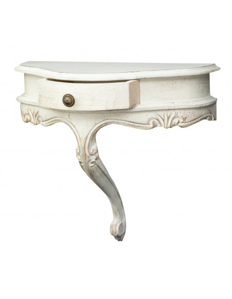 Mensola a muro in legno finitura bianco anticato Made in Italy L43xPR21xH37 cm