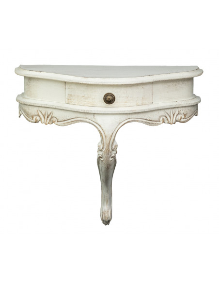 Mensola a muro in legno finitura bianco anticato Made in Italy L43xPR21xH37 cm