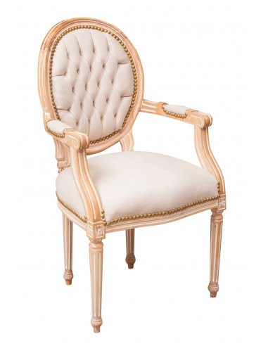 Poltrona francesa estilo Luís XVI em madeira maciça de faia