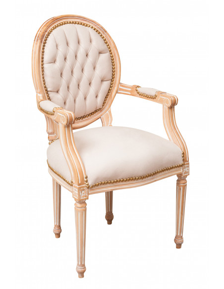Poltrona francesa estilo Luís XVI em madeira maciça de faia