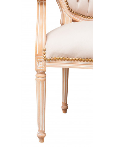 Poltrona stile francese Luigi XVI in legno massello di faggio Poltrona stile francese Luigi XVI in legno massello di faggio