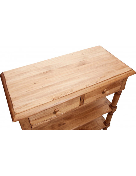 Tavolino Country in legno massello di tiglio finitura naturale 80x38x80 cm