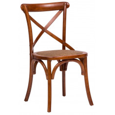 Sedia Thonet in massello di frassino e seduta rattan finitura noce 46x42x86 cm
