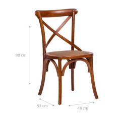 Cadeira Thonet em freixo maciço e assento em rattan com acabamento em nogueira 46x42x86 cm 2