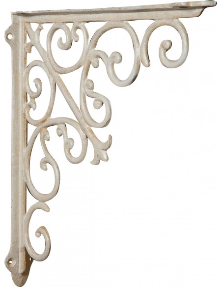 Mensola a muro in ghisa L39xP5xH39 cm finitura bianca anticata - Biscottini.it