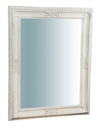 Specchiera da parete verticale/orizzontale in legno finitura bianco anticato made in italy L67XPR4,5XH87 cm