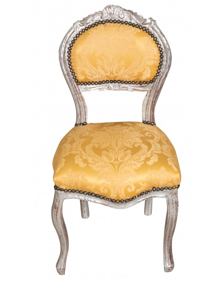 Sedia poltroncina stile francese Luigi XVI in legno massello di faggio L42XPR45XH90 cm