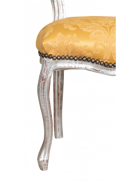 Silla de madera de haya maciza de estilo francés Luis XVI L42XPR45XH90 cm