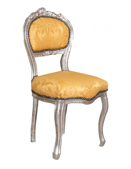 Sedia poltroncina stile francese Luigi XVI in legno massello di faggio L42XPR45XH90 cm