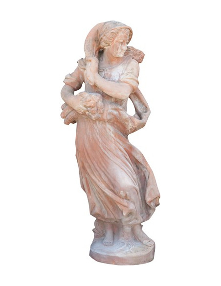 Statua invecchiata, in terracotta toscana L37xPR40xH142 cm