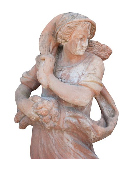 Statua invecchiata, in terracotta toscana L37xPR40xH142 cm