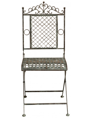 Sedia pieghevole in ferro battuto finitura ruggine anticata 96x49x41 cm