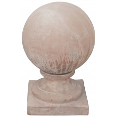 Finale con sfera invecchiato, in terracotta toscana 38x38x54 cm