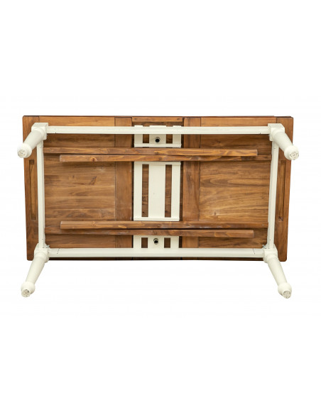 Tavolo allungabile Made in Italy in legno massello bicolore, veduta della struttura