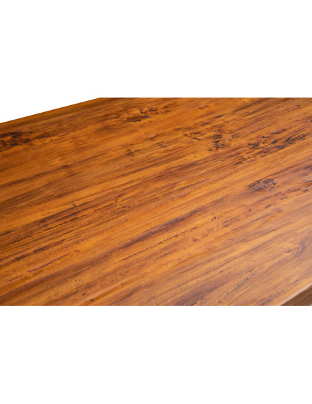 Mesa bicolor con extensiones hechas a mano Made in Italy en madera maciza. Detalle del plan