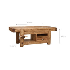 Móvel de TV em madeira maciça de cal, acabamento natural L120XDP65XH45 cm - Biscottini.it 2