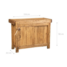 Banco da lavoro Country in legno massello di tiglio finitura naturale L120xPR67xH90 cm. Made in Italy 2