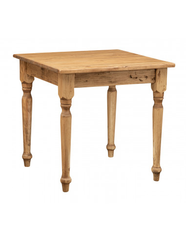 Table non extensible style rustique en bois massif finition de tilleulul et noyer L80xPR80xH78 cm