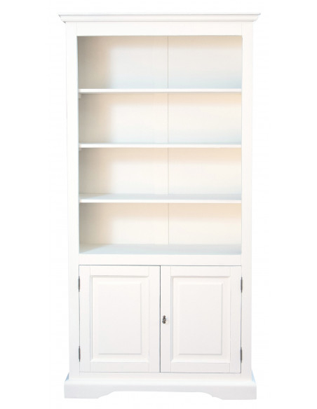 Libreria in legno massello di tiglio finitura bianca anticata 108x38x211 cm - Biscottini.it