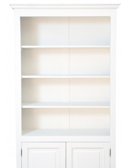 Libreria in legno massello di tiglio finitura bianca anticata 108x38x211 cm - Biscottini.it