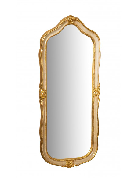 SPECCHIERA DA PARETE IN LEGNO FINITURA FOGLIA ORO E AVORIO  L33XPR3XH79 CM MADE IN ITALY